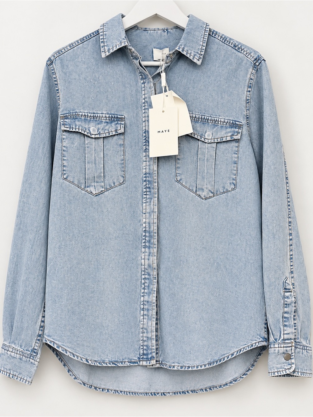 MAYE Light Wash Denim Button-Up Shirt NWT size small